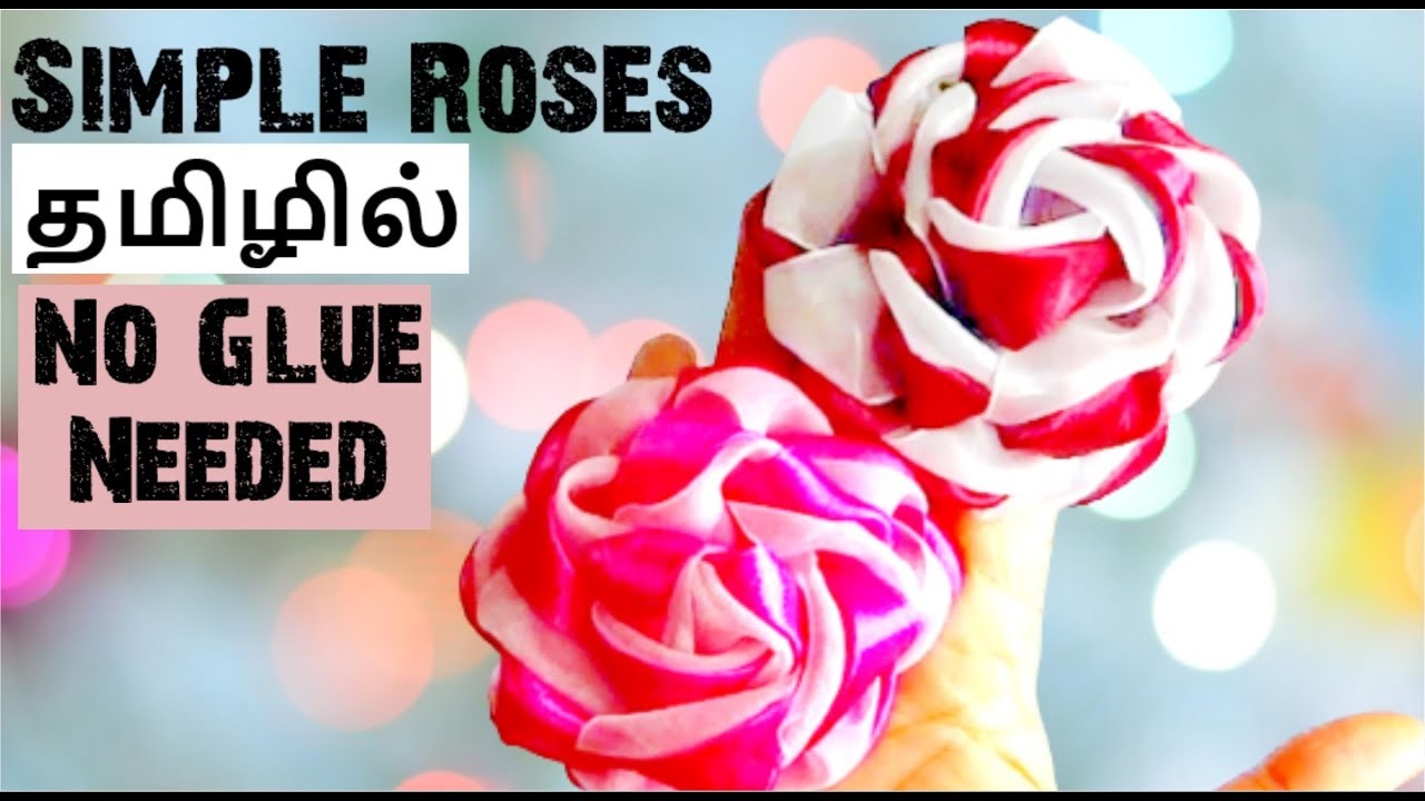 How to make fabric flowers | DIY without glue satin organza ribbon | hair band making ideas in Tamil