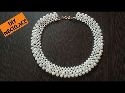 How to make pearl necklace. Diy. partywear necklace making at home