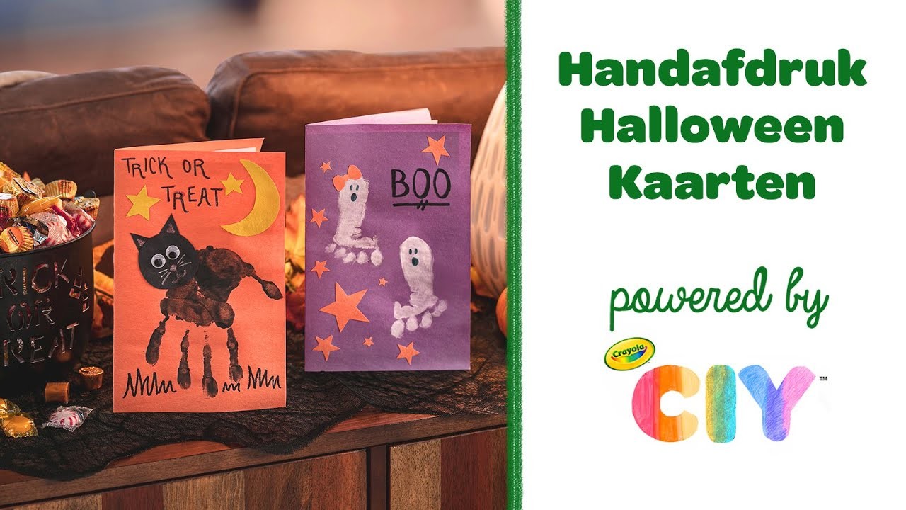 Knutselidee || Crayola DIY: Handafdruk Halloween Kaarten