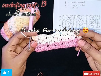 How to crochet shell stitch | शेल स्टीच कसा विणतात | #shellstitch #craftnkitchen #crochet