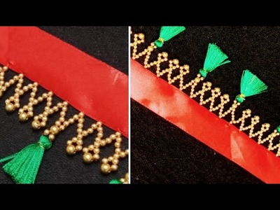 Saree Kuchu Tassels Using Golden Beads.Pearls !! Smart Art & Diy Crafts !! Simple Quick Easy Method