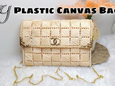 DIY PLASTIC CANVAS BAG | Cara membuat Sling Bag dari Plastic Canvas dan Benang Wool