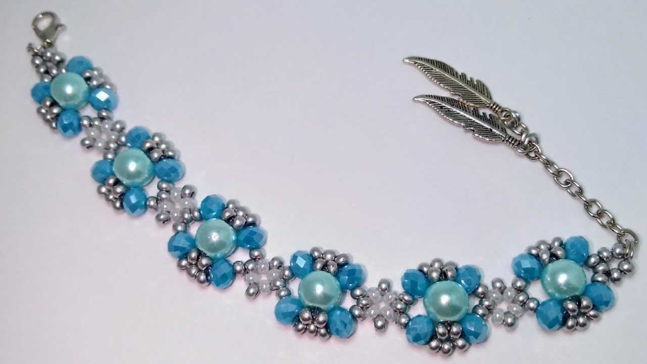 Elegant bracelet making. Crystals beads.Pearls. Стильный браслет из кристалла,жемчуга и бисера.