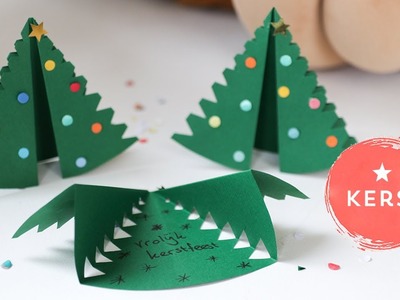 Kerstboom kerstkaart knutselen van papier