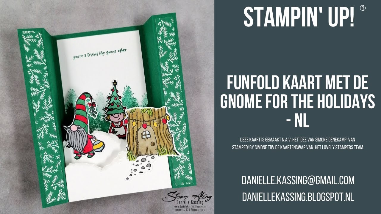 Stampin&#039; Up! funfold kaart met de Gnome for the holidays - nl