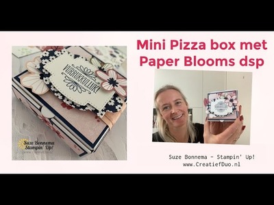 Stampin' Up! NL  - Mini pizza box versierd met het  Paper Blossom dessinpapier - SAB 2021