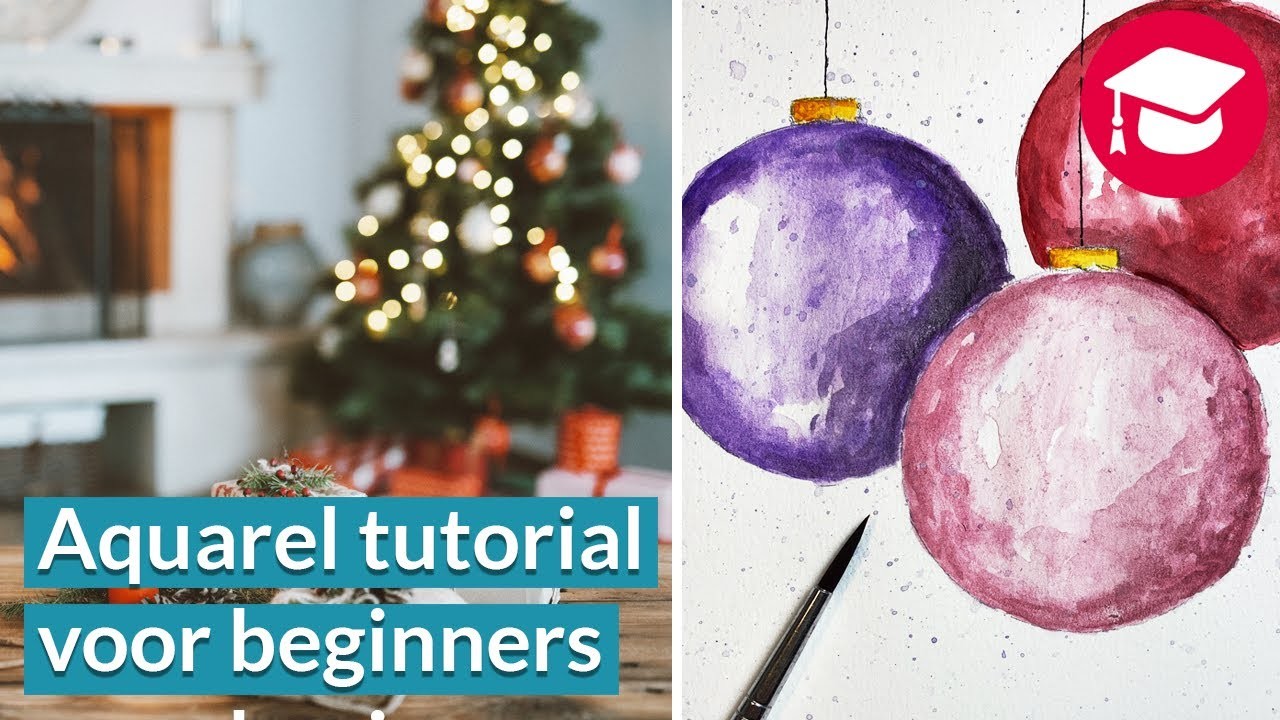 Aquarel tutorial: kerstballen schilderen met waterverf voor beginners
