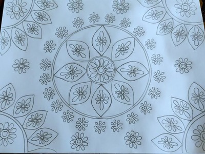 Nakshi Kantha.Bed sheet Design drawing tutorial , নকশীকাঁথা.বিছানার চাদর এর নকশা ডিজাইন