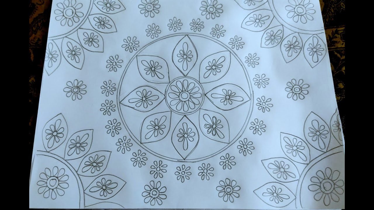 Nakshi Kantha.Bed sheet Design drawing tutorial , নকশীকাঁথা.বিছানার চাদর এর নকশা ডিজাইন