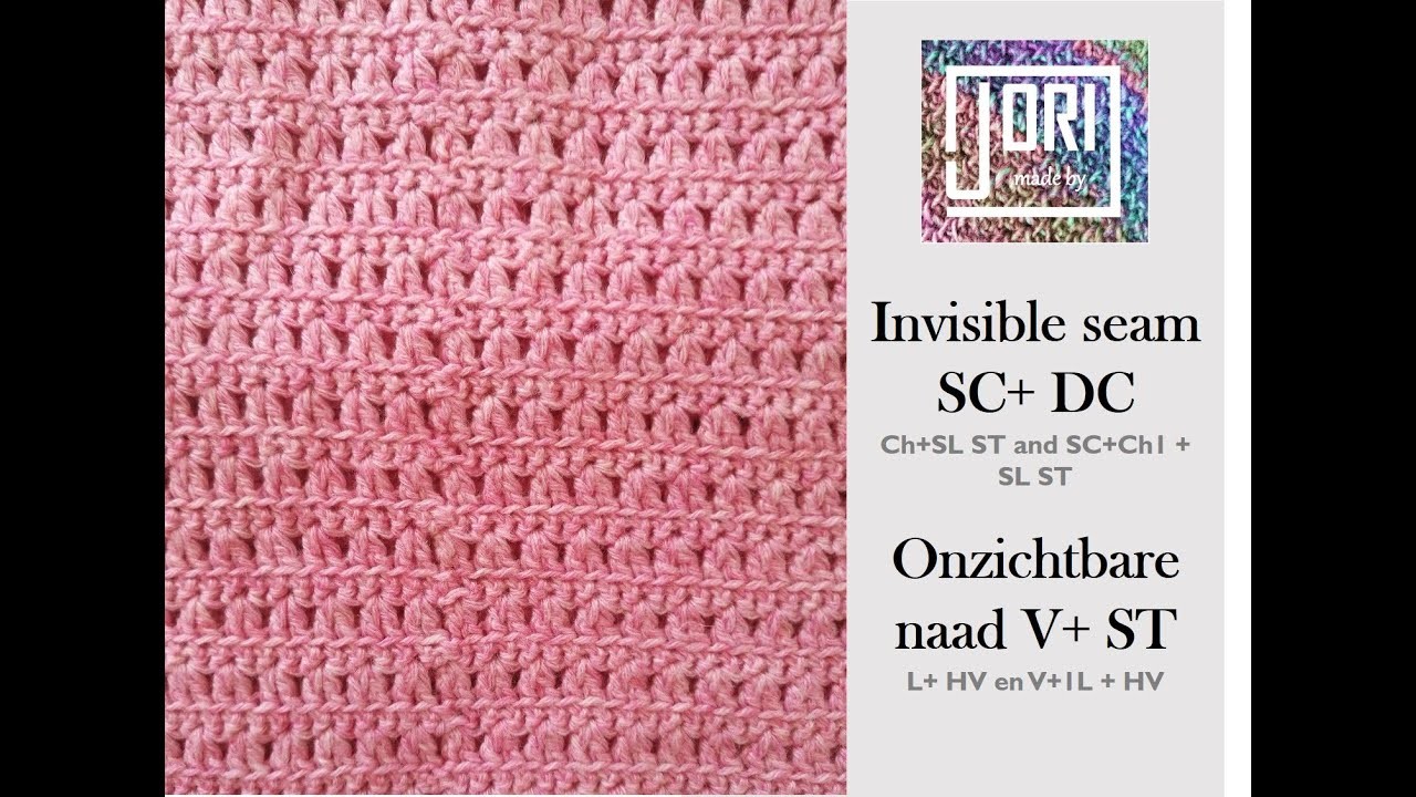 Invisible seam with SC and DC. onzichtbare naad met vasten en stokjes
