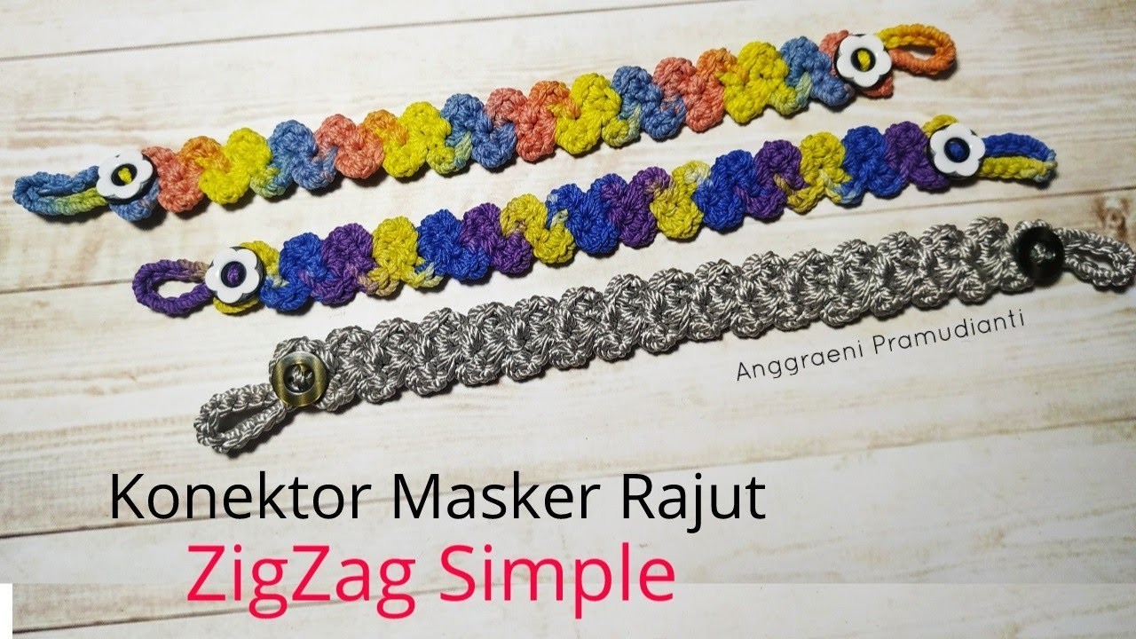 Konektor Masker ZigZag Sederhana ???? | Simple Crochet Mask Connector konektor masker cantik