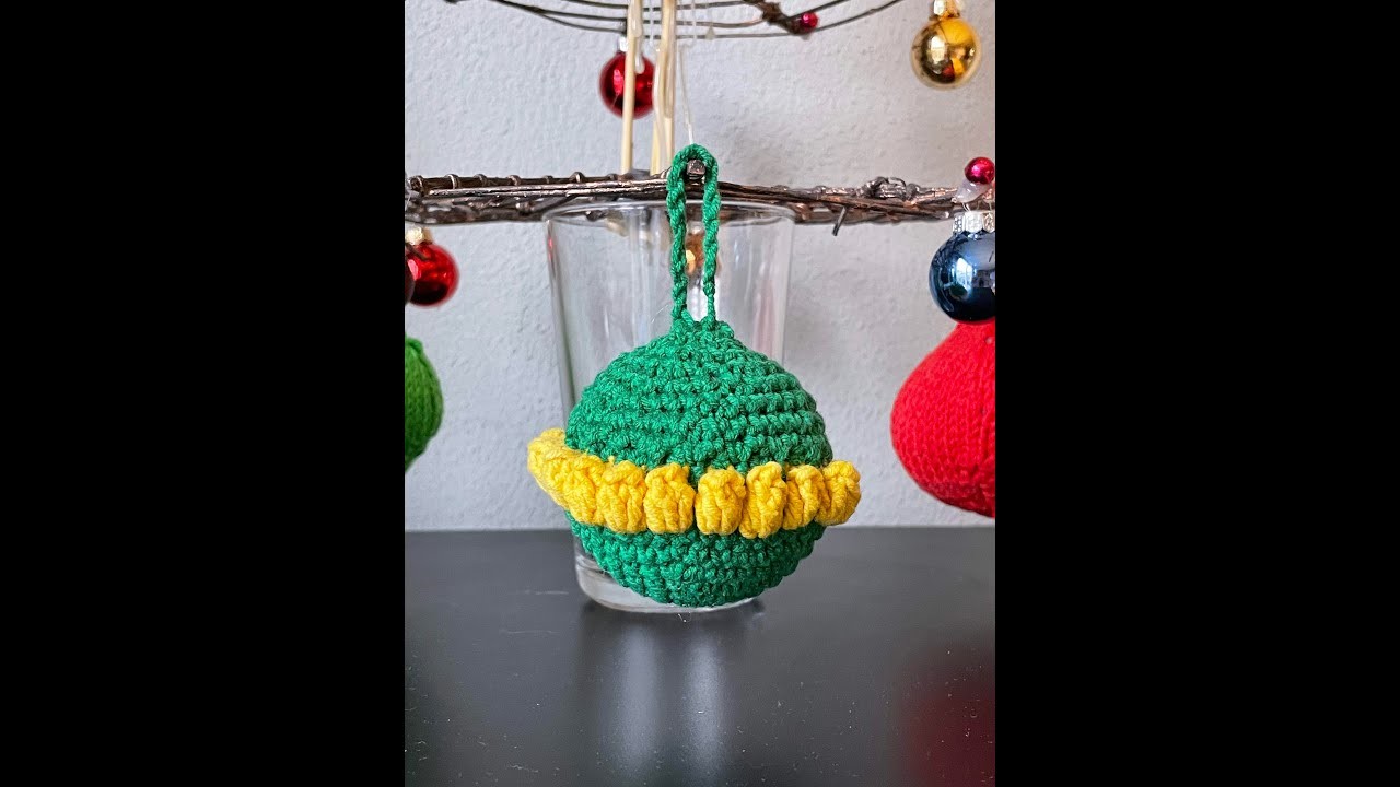 Kerstbal haken met de puffsteek of popcorn steek