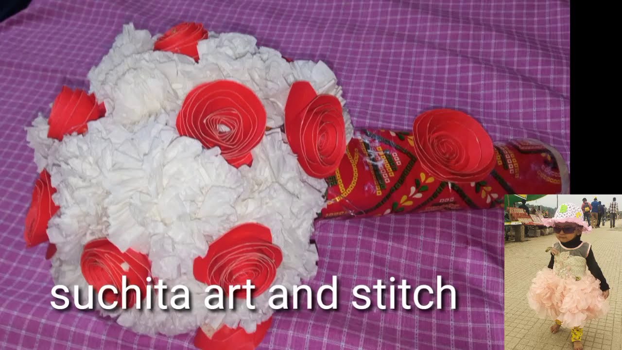 #valentine's special flower bukey (#Tissue paper se banaye beautiful bukey