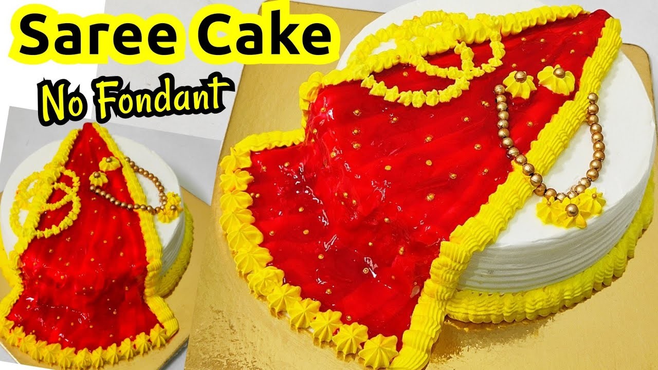 Saree Cake|How to make Saree Theme Cake|Saree Cake Without Fondont|No Egg,Oven,Fondant