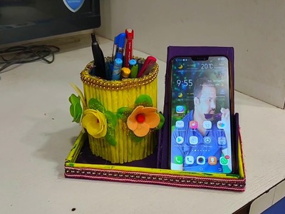 Paper craft mobile stand easy||  phone holder||from waste paper