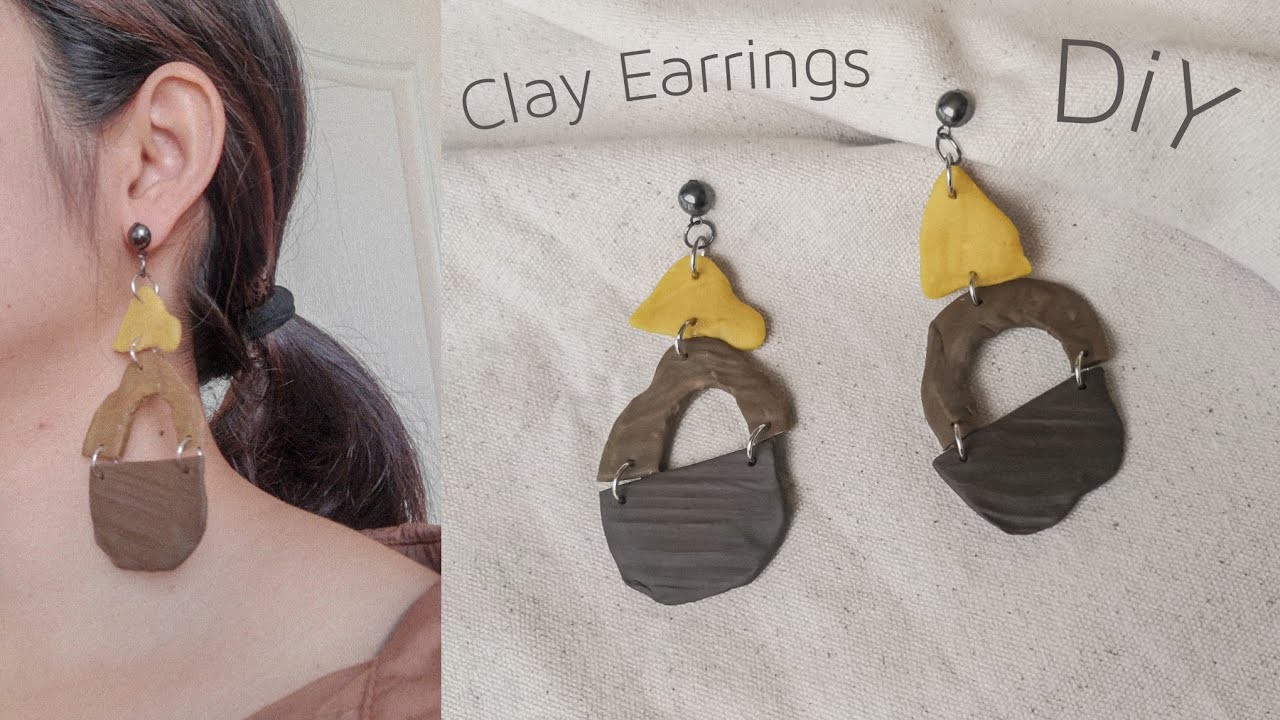 Diy abstract earrings polymer clay jewelry | for beginners