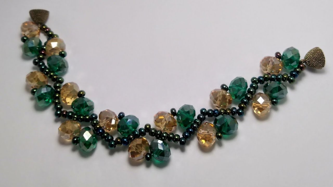 Easy beaded bracelet * Crystal beads * Яркий браслет из кристалла *