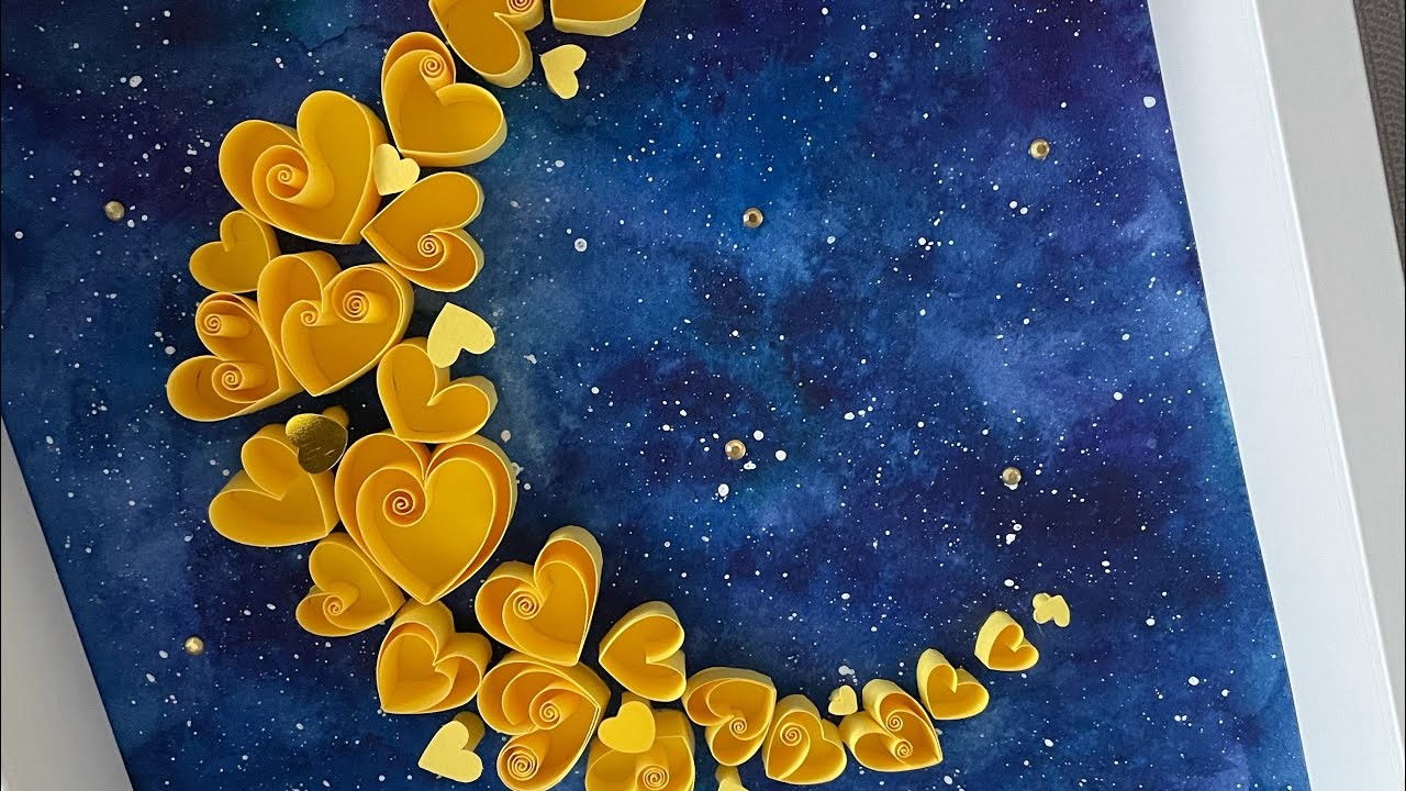 QllArt | Quilling Paper Art | How to draw a moon | Saint Valentines Day gift | Квиллинг