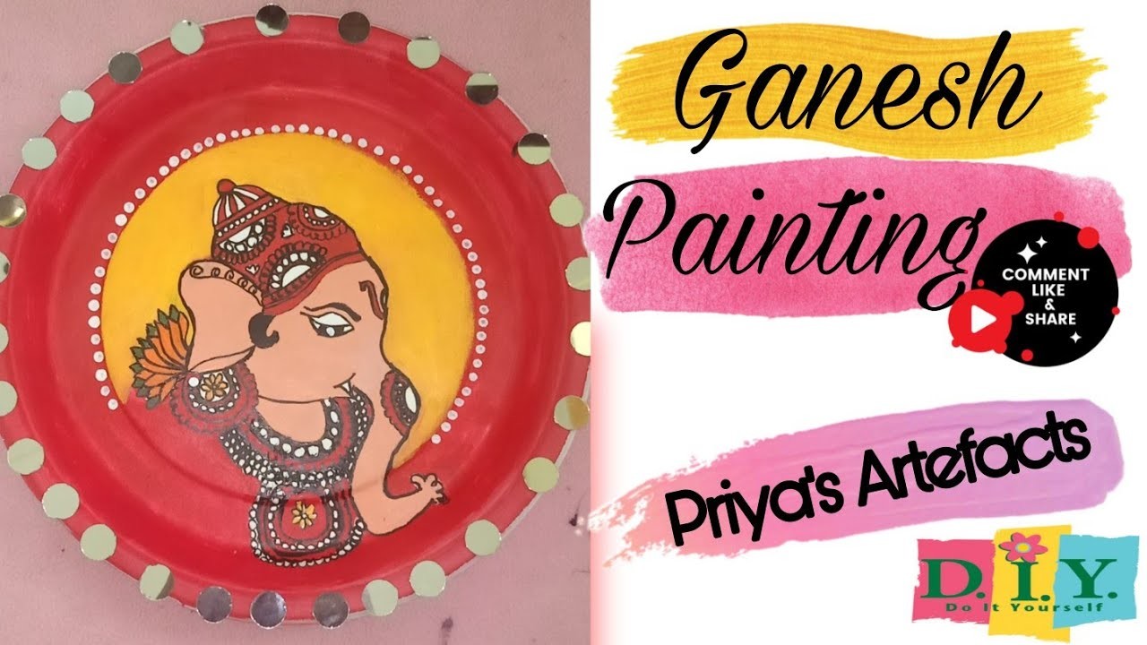 Ganesh painting||Ganesha painting||Baby Ganesha|| Ganesha Home decor||Ganesh painting on paper plate
