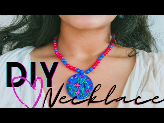 DIY necklace with airdry clay | Traditional style necklace | DIY jewellery at home.Devika
