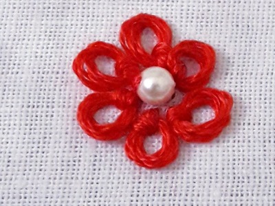 Hand embroidery.#ringknot.Aari work beginners stitch.how to flower using ringknot stitch