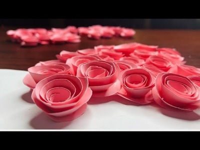 Valentine’s Day rose bouquet making with chart paper|perfect chart paper rose flowers making|#shorts