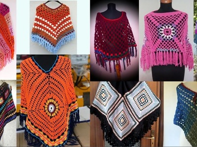 Designer GrannyCrochet Spring Poncho Shawls.hand knitted Stoles and Triangleshawls