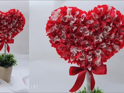 DIY - Crepe Paper Heart Tree Decoration - Easy Paper Craft - Làm Cây Trái Tim Handmade Đơn Giản