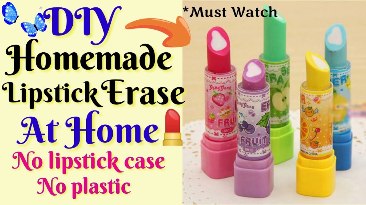 DIY Homemade Lipstick Eraser. lipstick eraser without lipistic case. School supplies| Paper craft