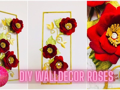 Diy red velvet roses wall decor #redroses wanddeko mit Rosen blätter selber machen #wanddeko