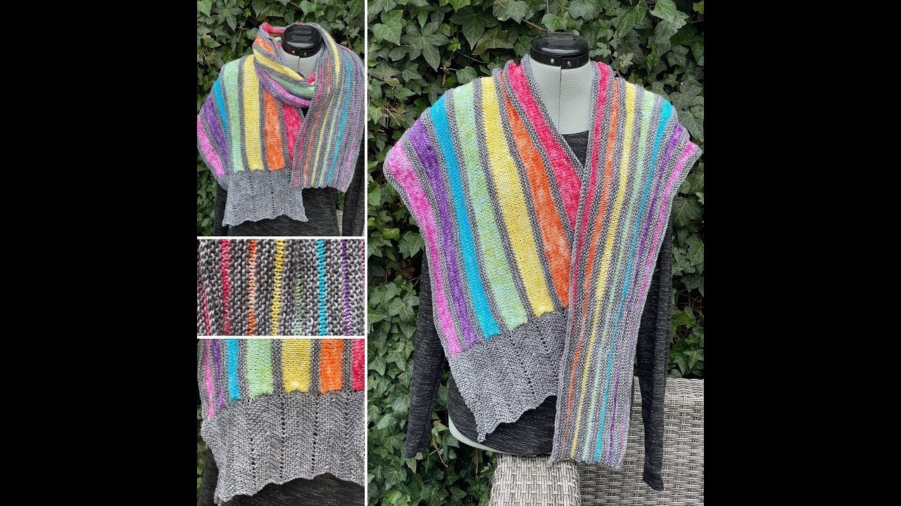 Gebreide regenboog van Hoop sjaal: Verkorte toeren breien zonder grote gaten met de wrap methode