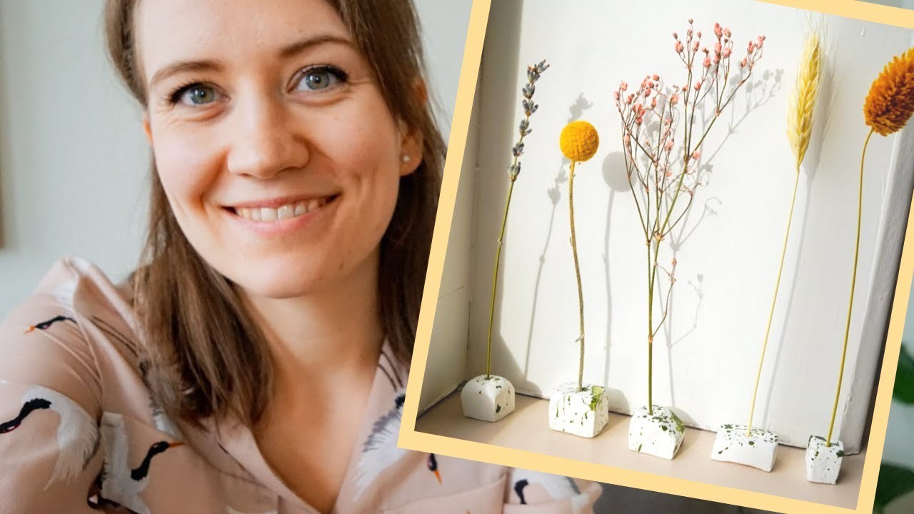 DIY Lente decoratie van klei - 4x Droogbloemen Houders - Pelable