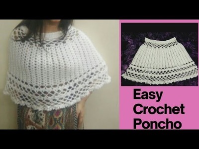 Easy Crochet Poncho for Beginners - क्रोशिया पोंचू