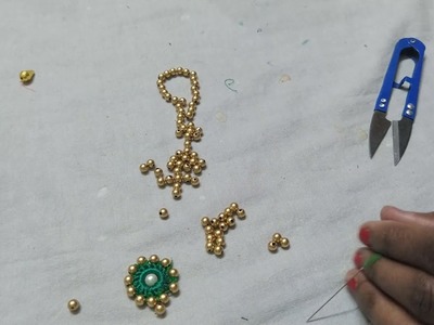 Saree Kuchu Design Using Beads.Pearls Work For Beginners !! Bridal Grand Look Easy New Saree Kuchu