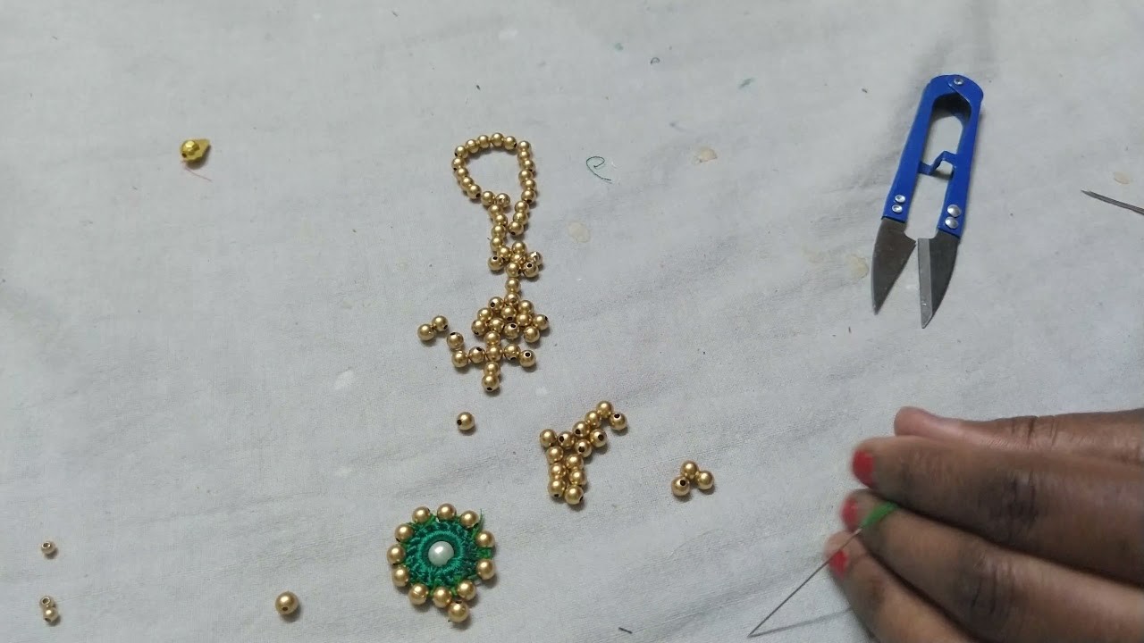 Saree Kuchu Design Using Beads.Pearls Work For Beginners !! Bridal Grand Look Easy New Saree Kuchu