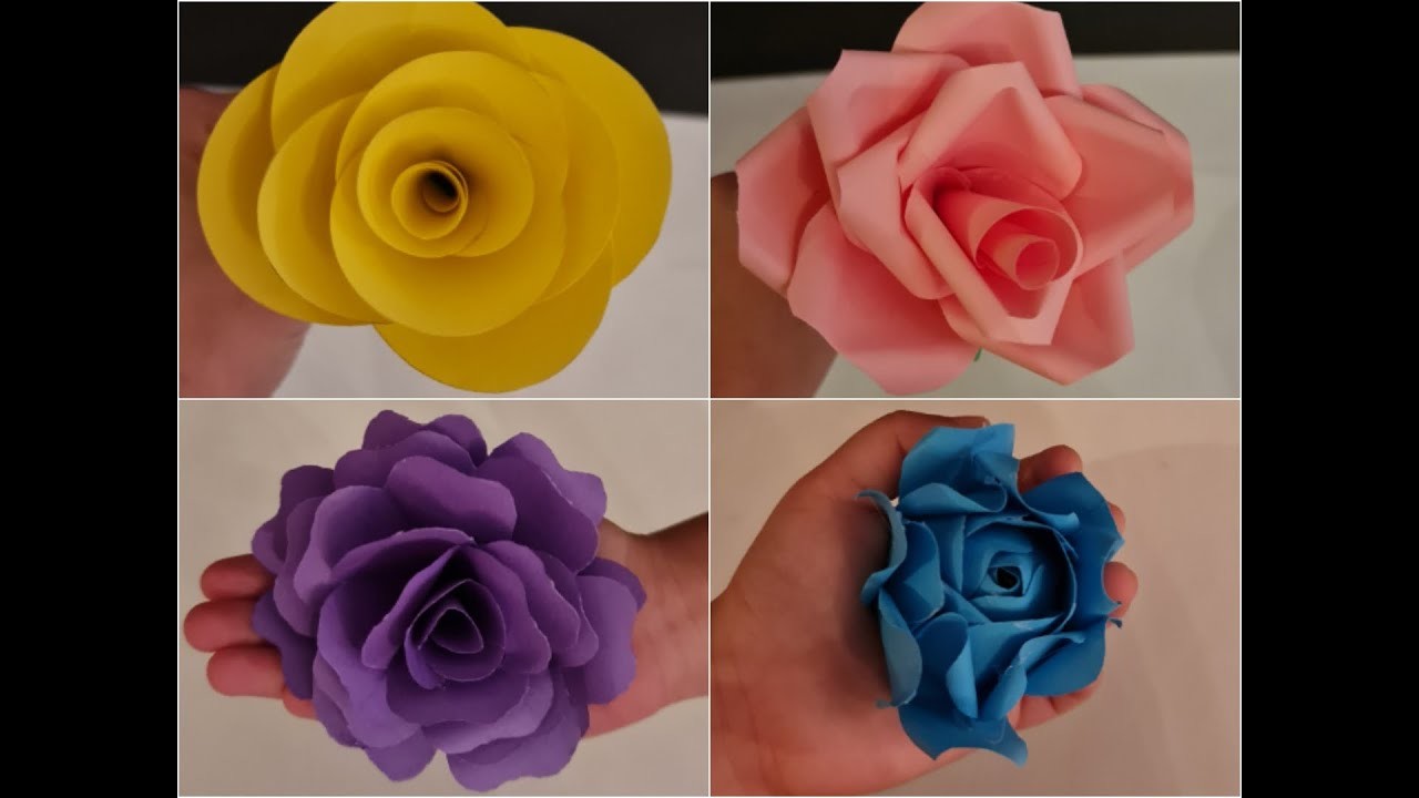 4 Different way to make roses from paper. Olika sätt att göra rosor från papper. Pyssel.DIY Craft.