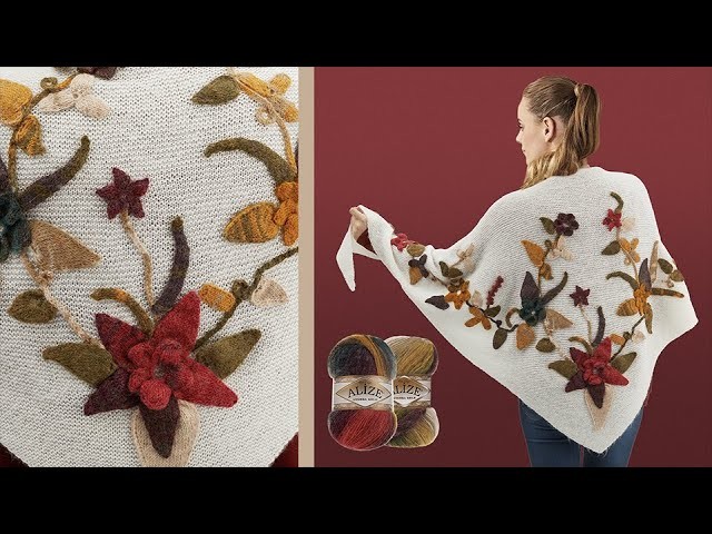 Alize Angora Gold Batik ile Aplikeli Şal • Embroidery Shawl • АППЛИКАЦИОННАЯ ШАЛЬ
