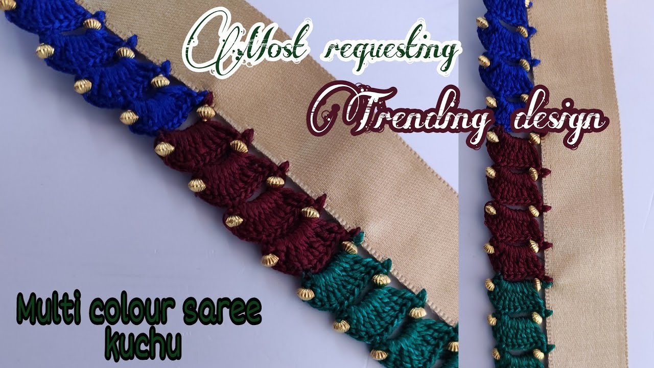 Saree kuchu#115. Multi colour fast moving saree crochet design without tassel tutorial for beginners
