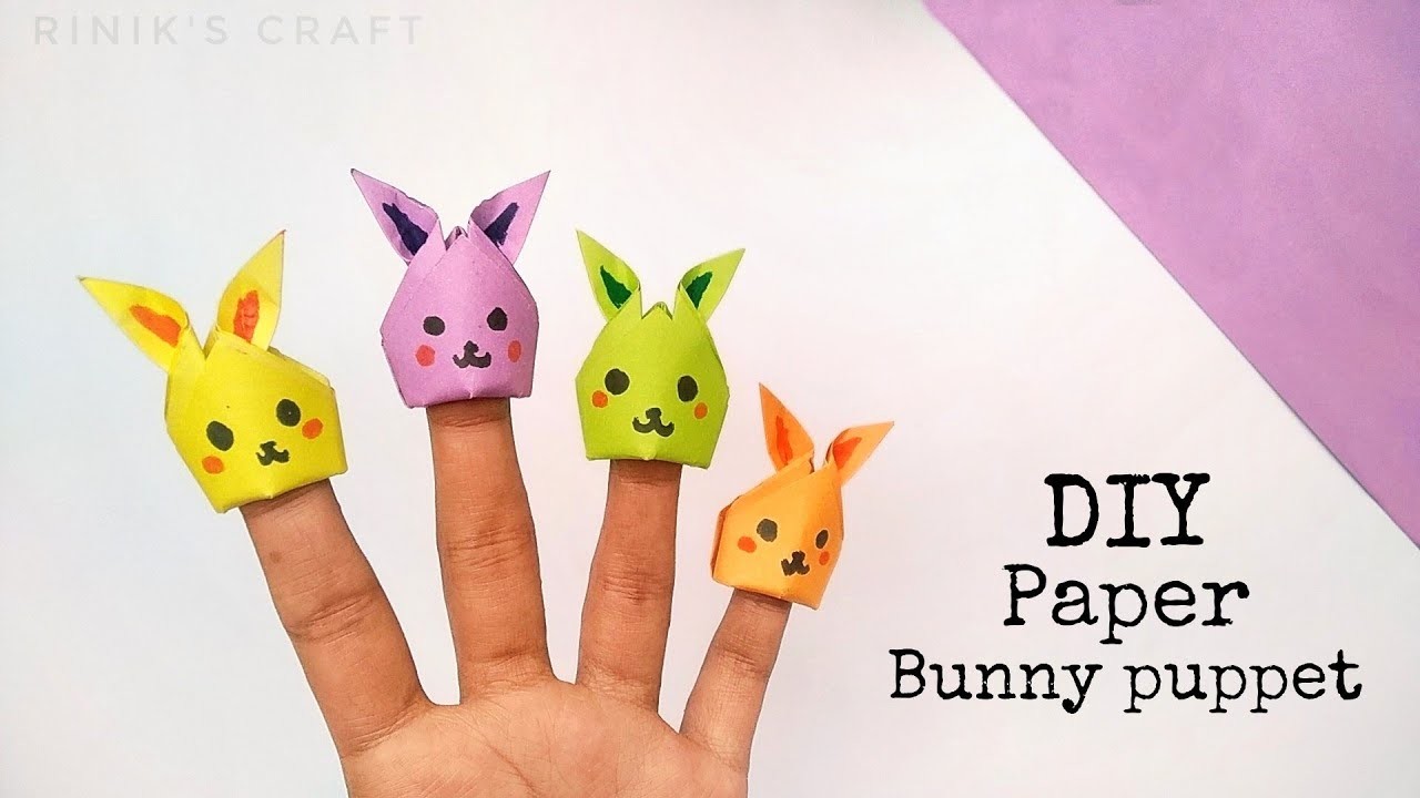 How to make paper bunny puppet | DIY paper bunny fingers | DIY bunny puppet