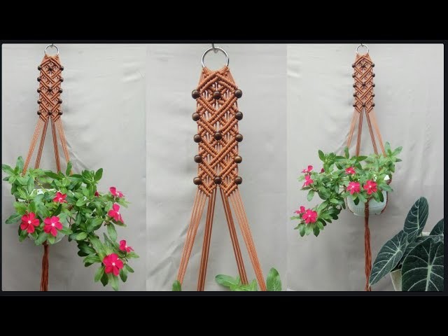 Macrame Plant Hanger Beads | For Beginners | Tutorial | DIY | Gantungan Pot Menggunakan Mote