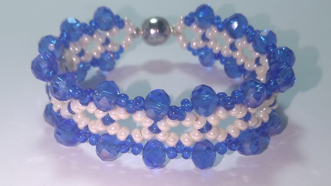 Bracelet making with beads Preciosa and crystals * Браслет из кристалей и бисера Preciosa *