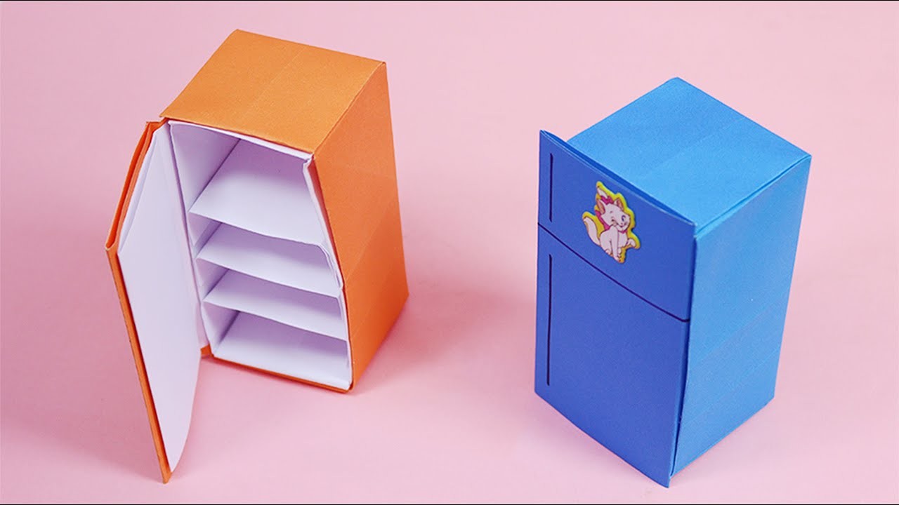 DIY MINI PAPER REFRIGERATOR. Easy Origami Refrigerator DIY. Paper Crafts Easy. paper origami
