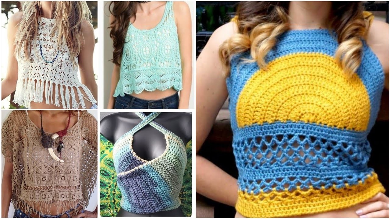 Trendy elegant crochet summer Top Designer Patterns&Ideas.summer crochet croptop blouse free pattern