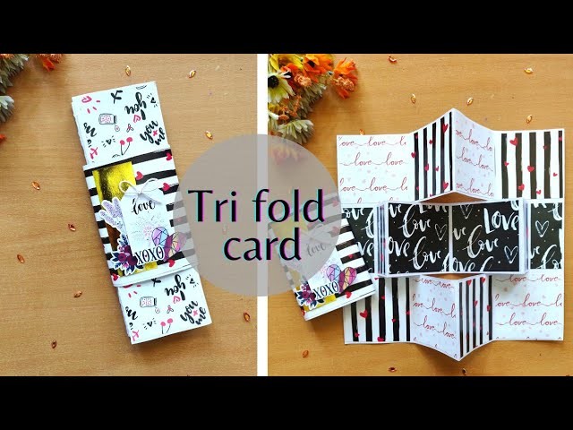 Tri-fold card || shutter card || Handmade card || handmade gift