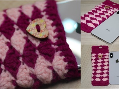 Crochet shell stich mobile pouch for beginners in tamil