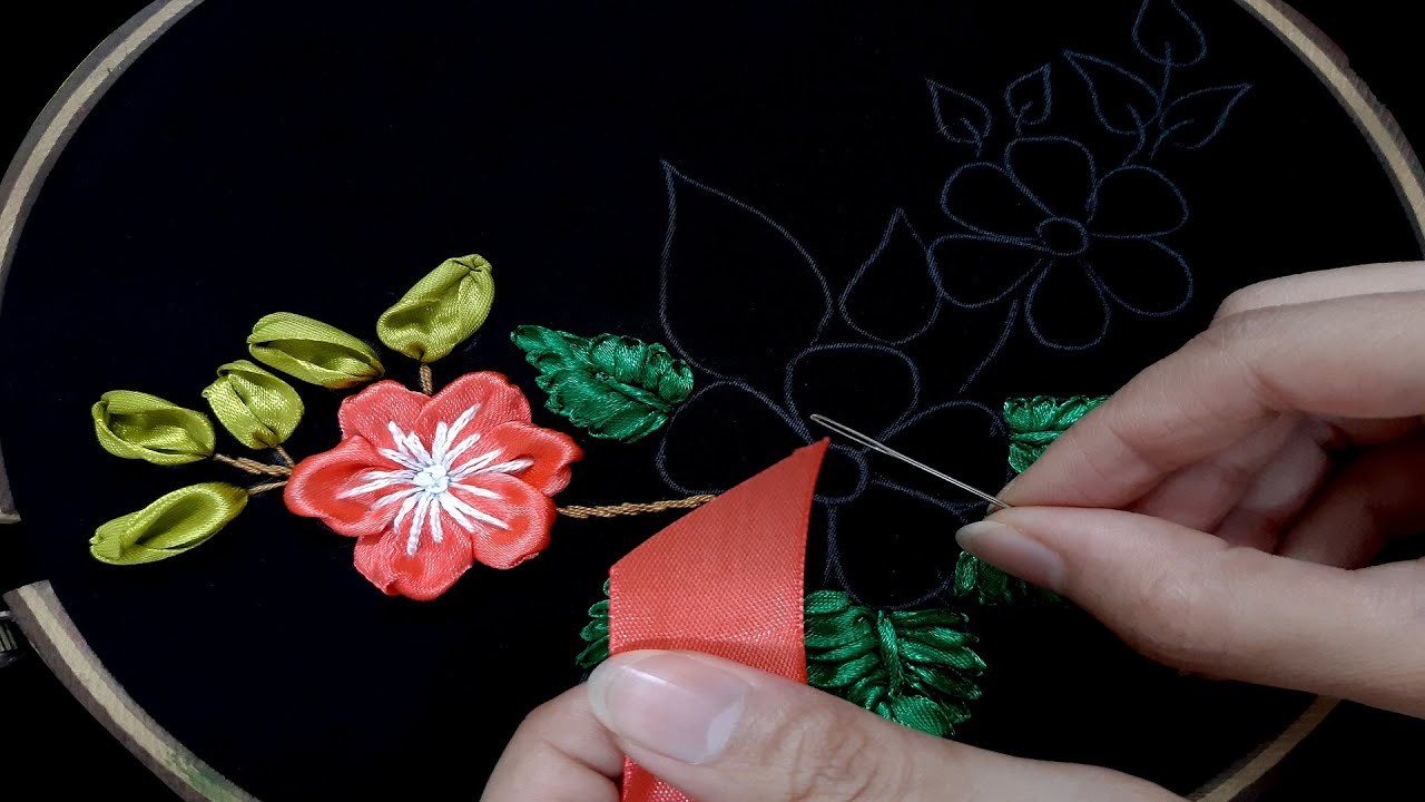 Amazing Ribbon Art| Easy DIY Ribbon Flowers| Hand Embroidery Ribbon Work (রিবনের কাজ)