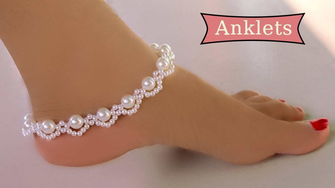 How to make Anklets (পুতির পায়েল ) - Jewelry Making . Beaded Anklets. Reya Handicraft