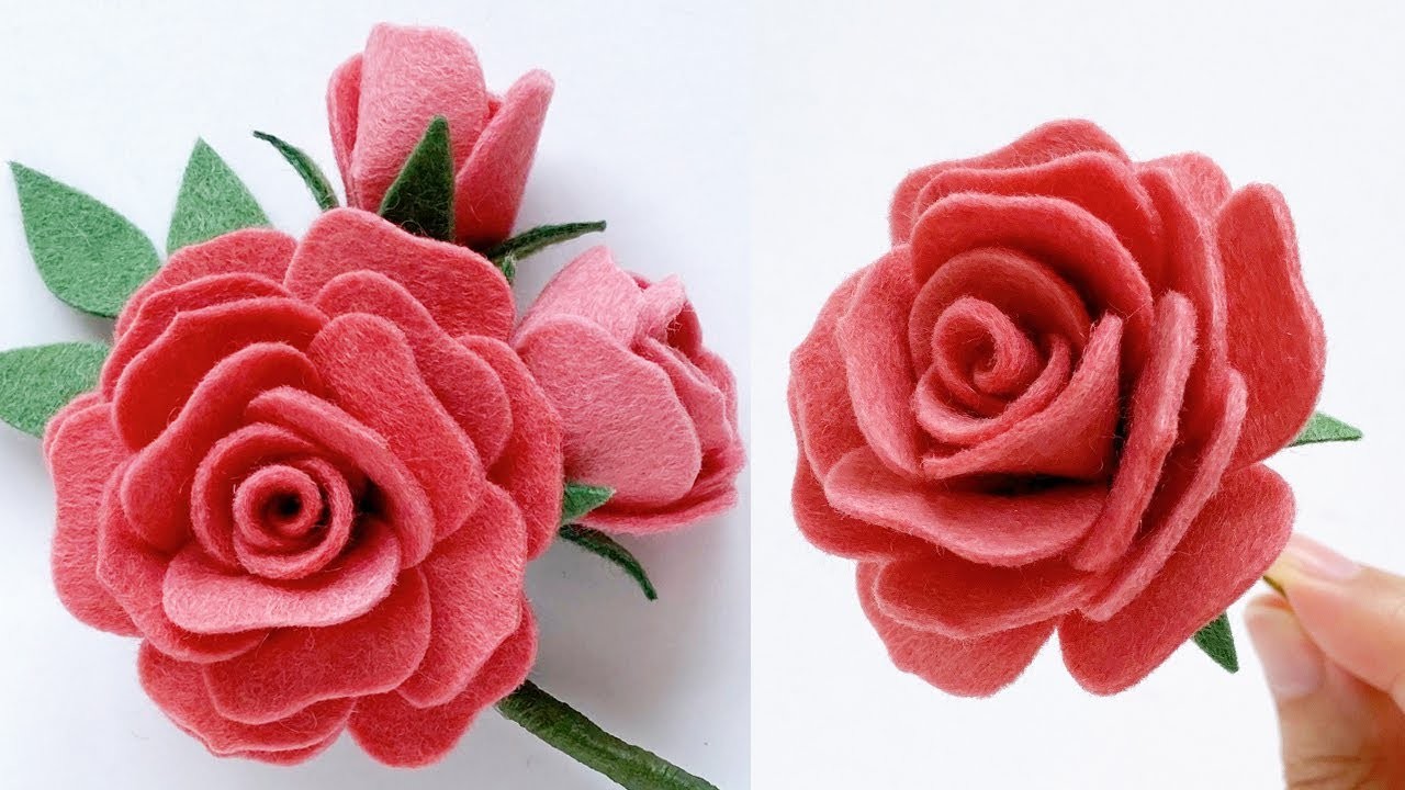 可愛いバラの花コサージュの作り方［フェルトで作る花］ - DIY Felt Rose Corsage, Boutonniere, Realistic Fake Flowers