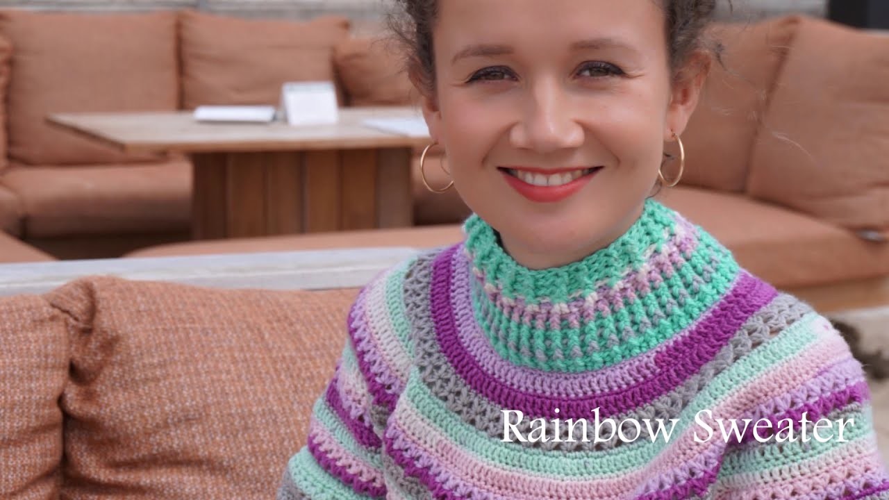 ♥️ ❤ #iedereenkanhaken ????#trui #haken #gemakkelijk #crochet #Rainbow #Sweater #Tutorial #Nederland
