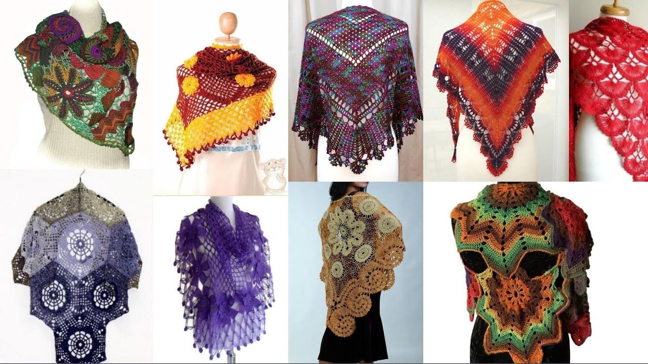 Crochet Poncho Shawls.hand knitted scarf